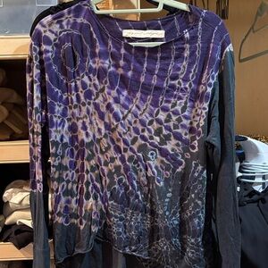 Raquel Allegra Purple & Black Tie-Dye Long Sleeve Top